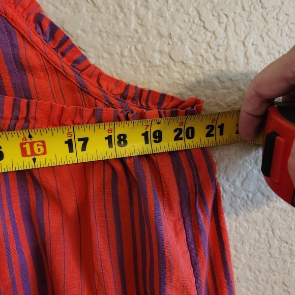 American Threads Red & Purple Striped Baby Doll Tiered Beach Dress XL Cottage - Picture 6 of 7